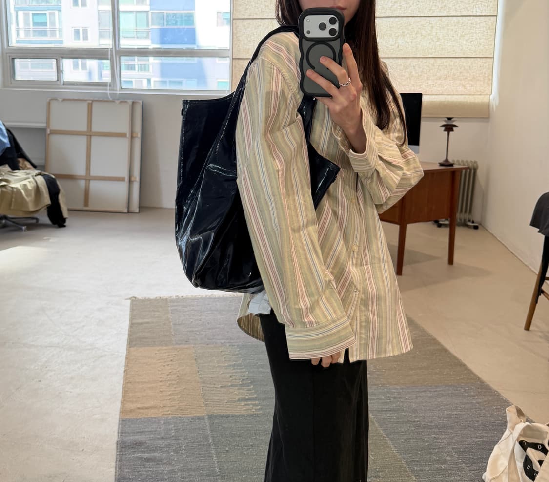 heritagefloss PATENT PLASTIC BAG / Navy 상품이미지1