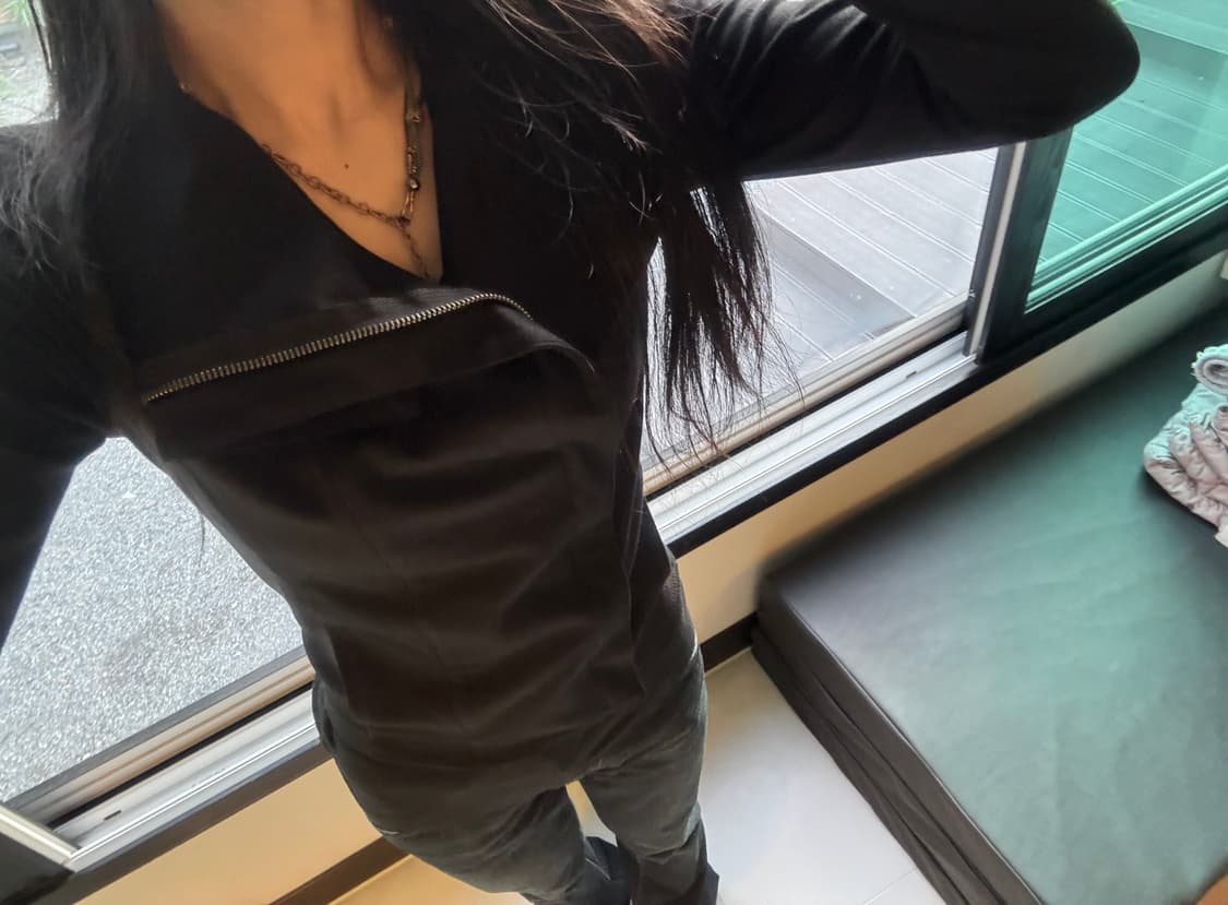 a/x 드레이프 하이넥 코튼 져지 니트 집업 상품이미지4