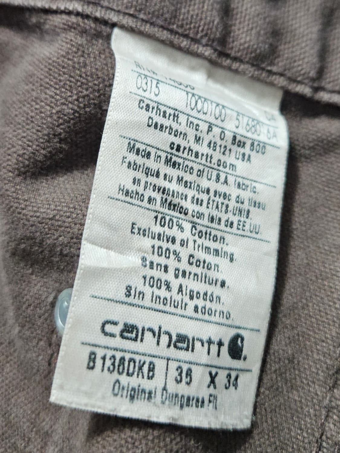 칼하트 더블니 팬츠 DKB 다크브라운 36 X 34 상품이미지6