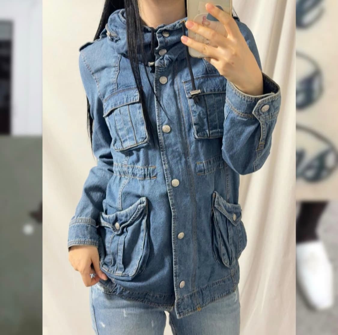 일본 빈티지 히든 포켓 데님 자켓 청자켓 상품이미지6