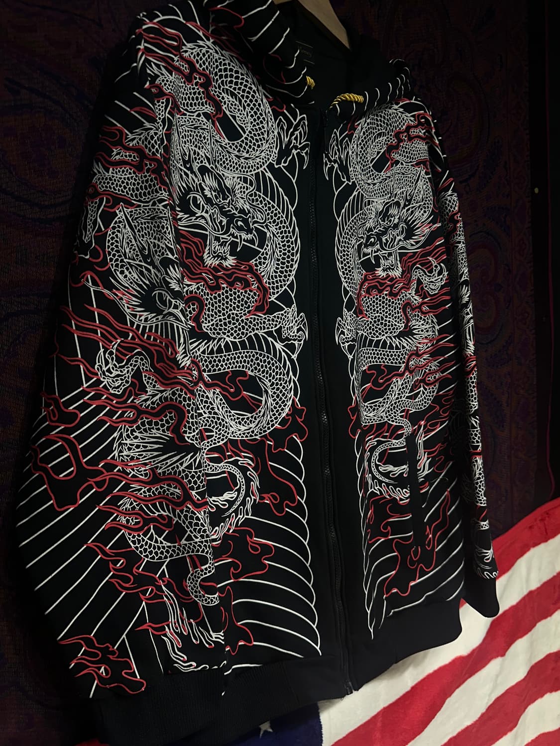 일본 오리엔탈 용프린팅 후드집업 상품이미지2