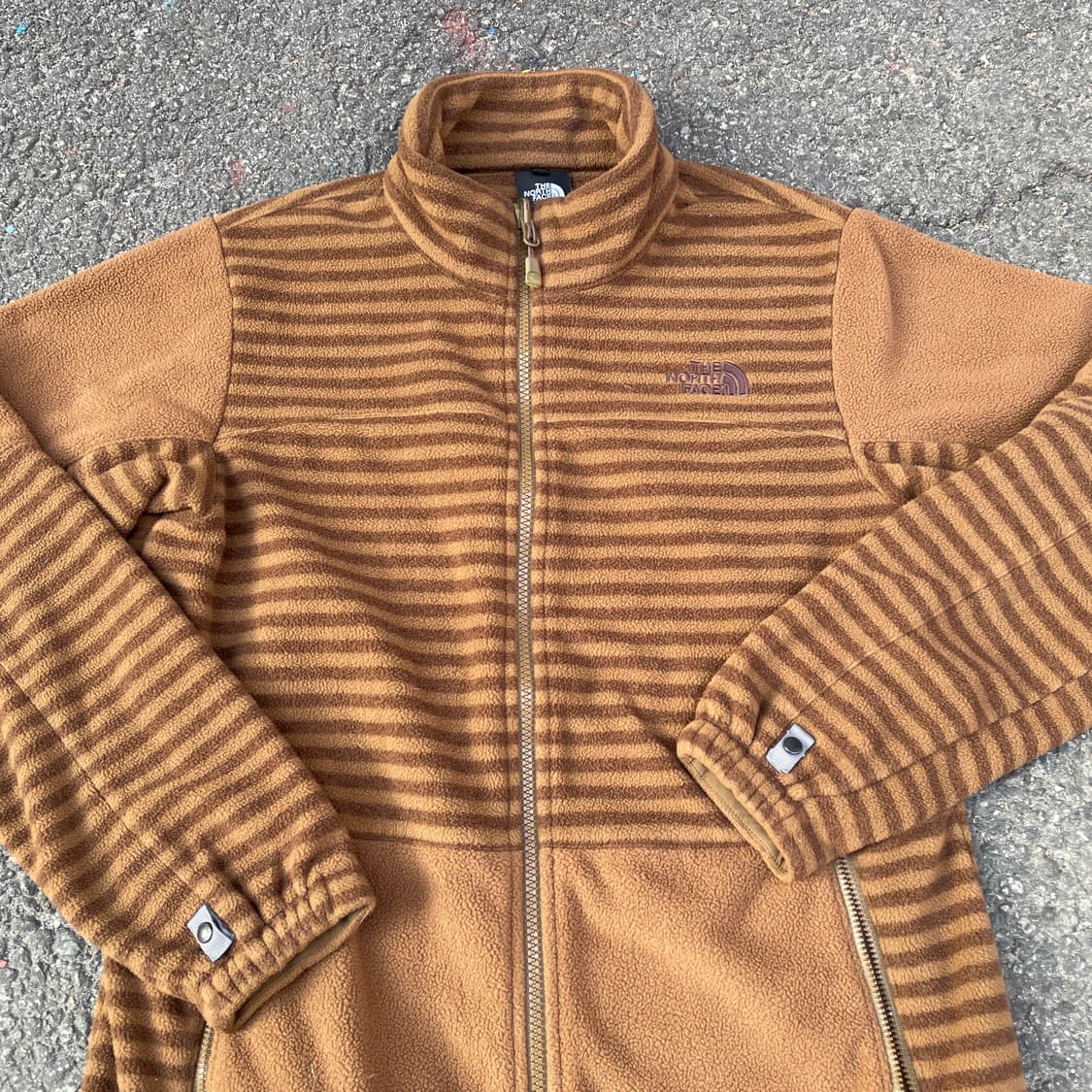 노스페이스 대대장 초코 브라운 스트라이프 여성 후리스 자켓 XL 상품이미지4
