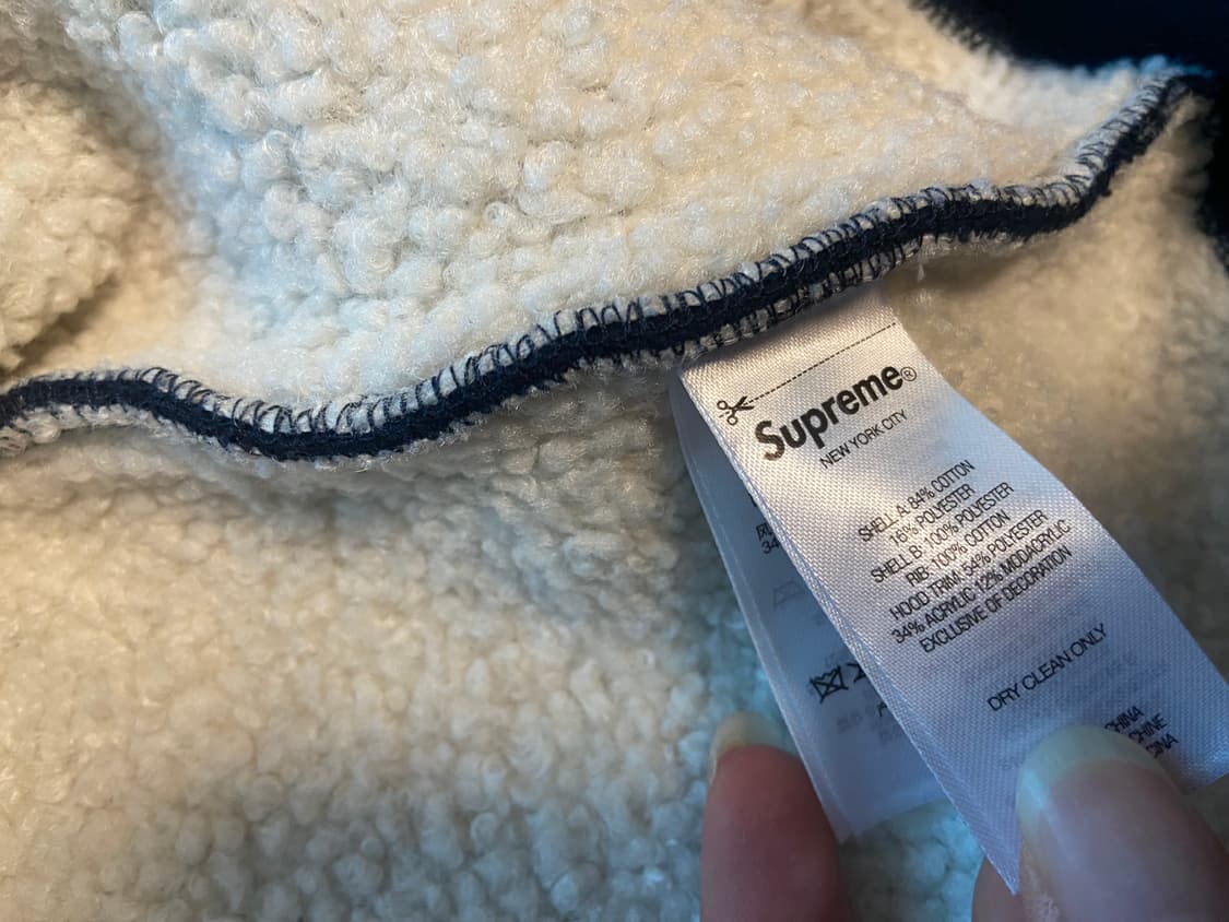 슈프림 포푸 퍼 집업 후드 스웨트셔츠 네이비 상품이미지6