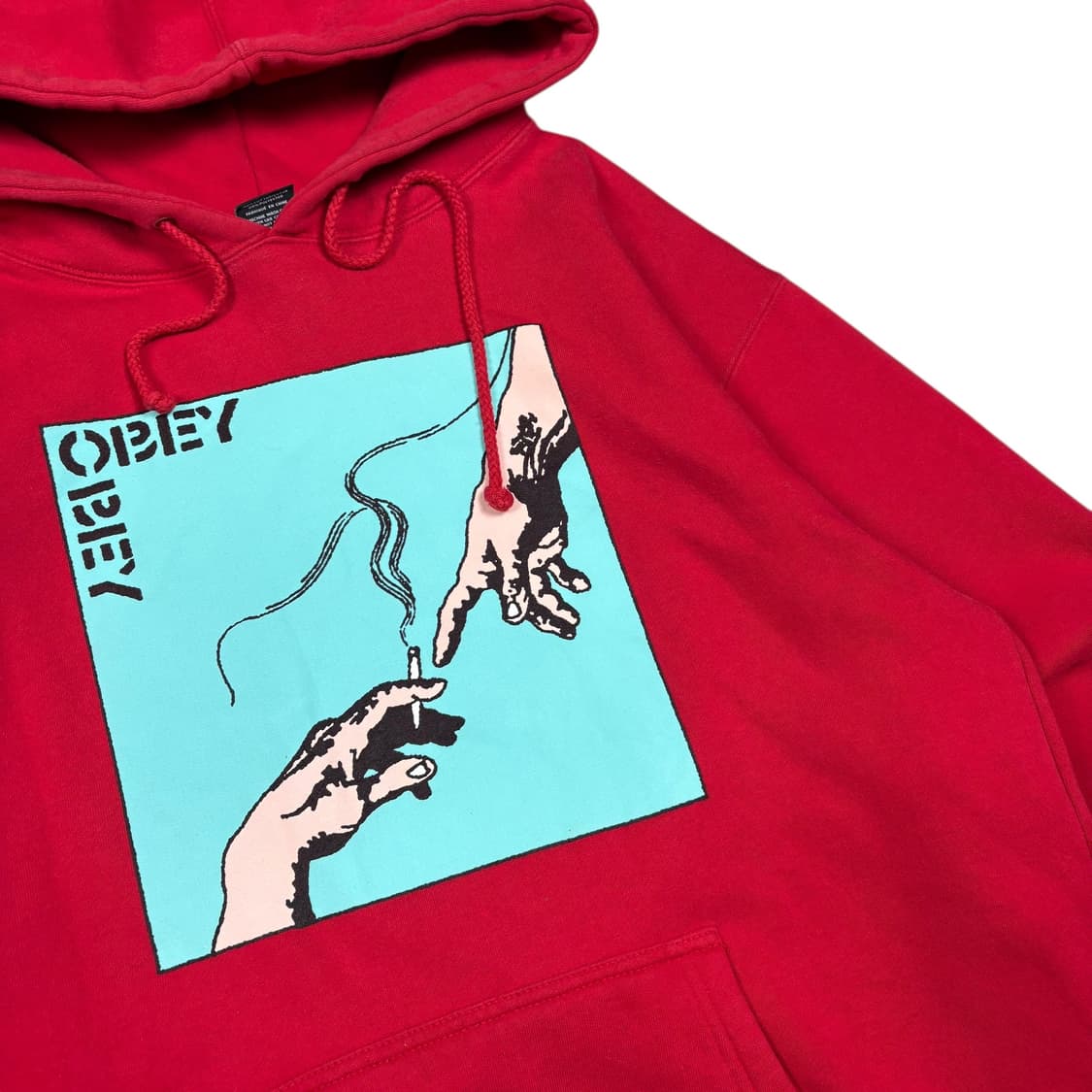 오베이 레드컬러 후드티 상품이미지2