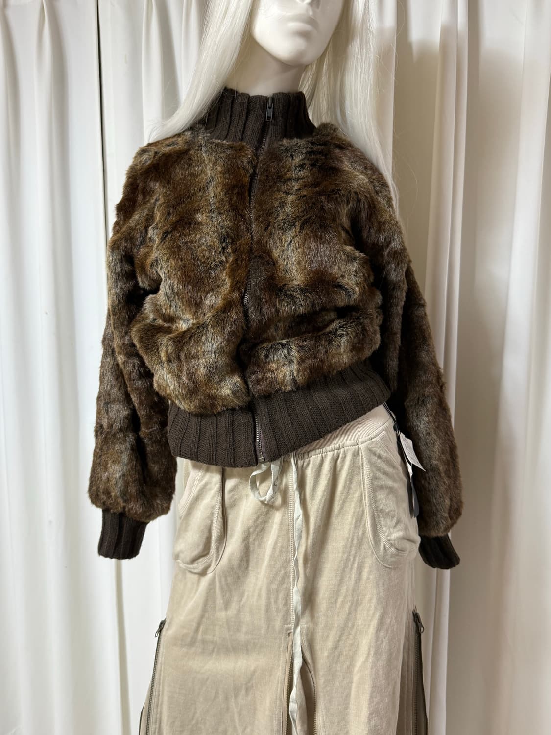 빈티지 아크릴 퍼 가디건 상품이미지2