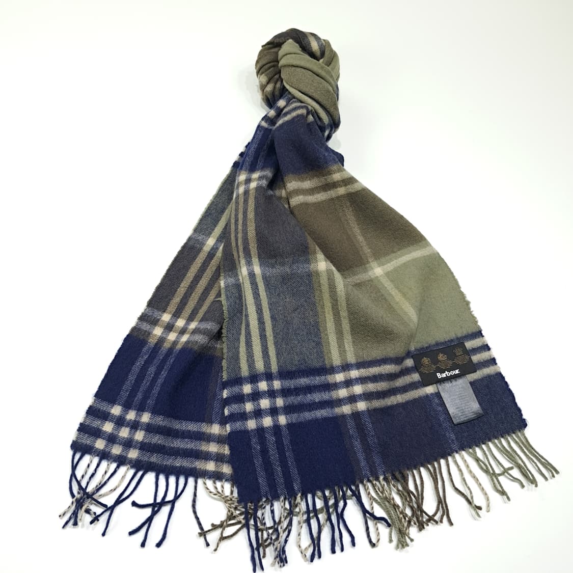 MX443 바버 울캐시미어 3로얄워런트 타탄 올리브 머플러 목도리 상품이미지2