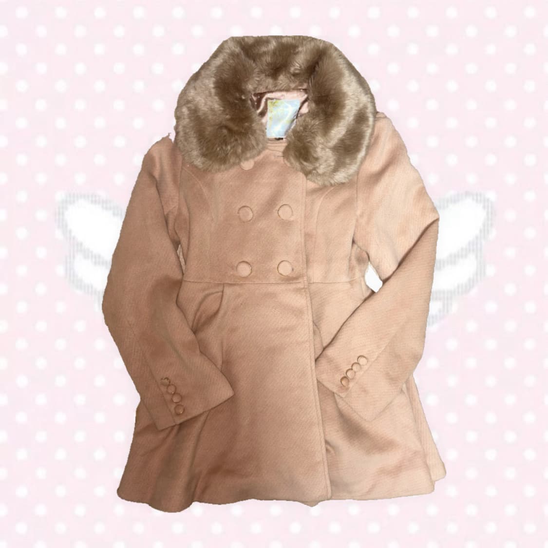 모리노가토 살구초코맛 모리걸 히메갸루깔 퍼 6단추 원피스형 코트 상품이미지2