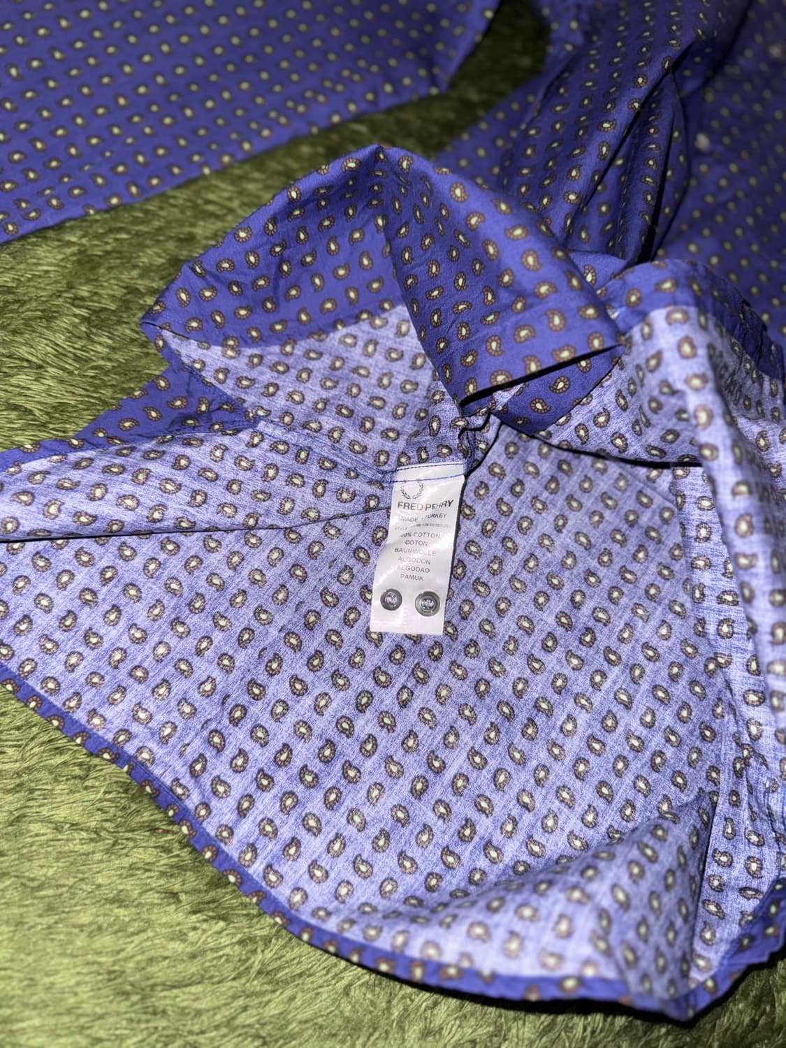 프레드페리 X 드레익스 버튼다운 페이즐리 셔츠 퍼플 상품이미지5