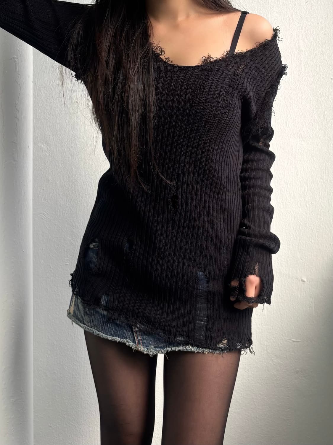 Vintage Black Damage Knit 상품이미지1