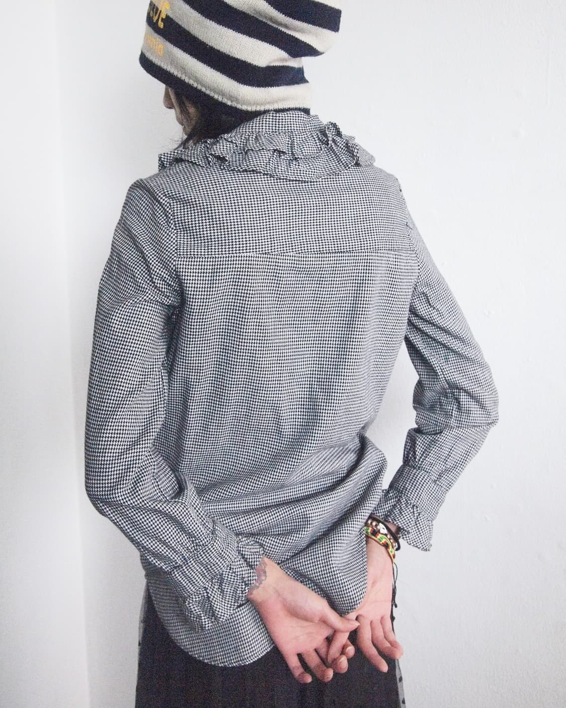 charles anastase 13aw 프릴 칼라 체크 블라우스 상품이미지5