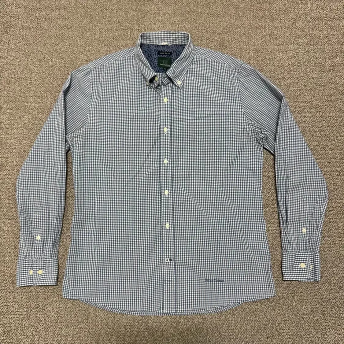 100 헨리코튼 체크 셔츠 슬림핏 상품이미지1