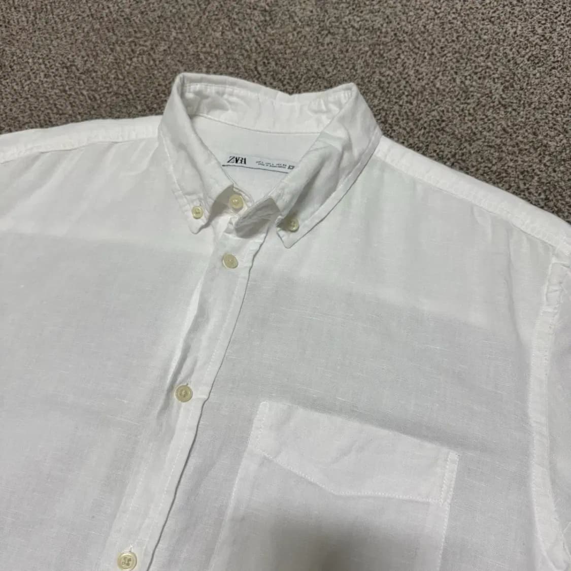 L 자라 화이트 린넨 셔츠 상품이미지2