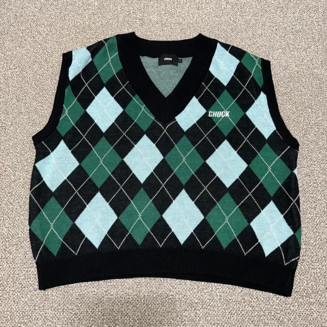 F 척 chuck 아가일 패턴 니트 조끼 상품이미지1