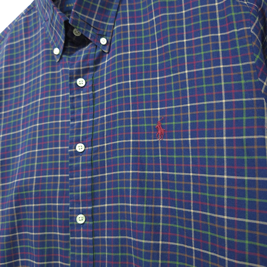 [L] 폴로 네이비 타탄체크 버건디포니 코튼 긴팔셔츠 상품이미지4