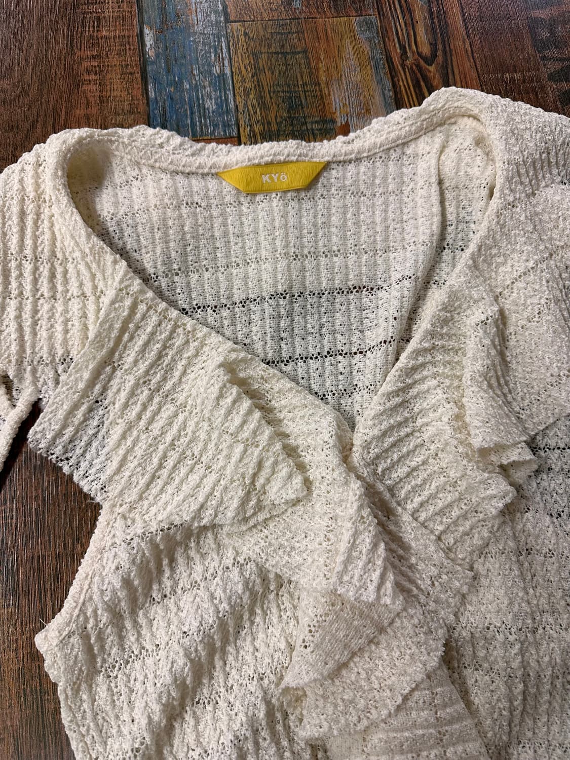 (F)KYO 컷아웃 프릴 져지 레이스 티 상품이미지6