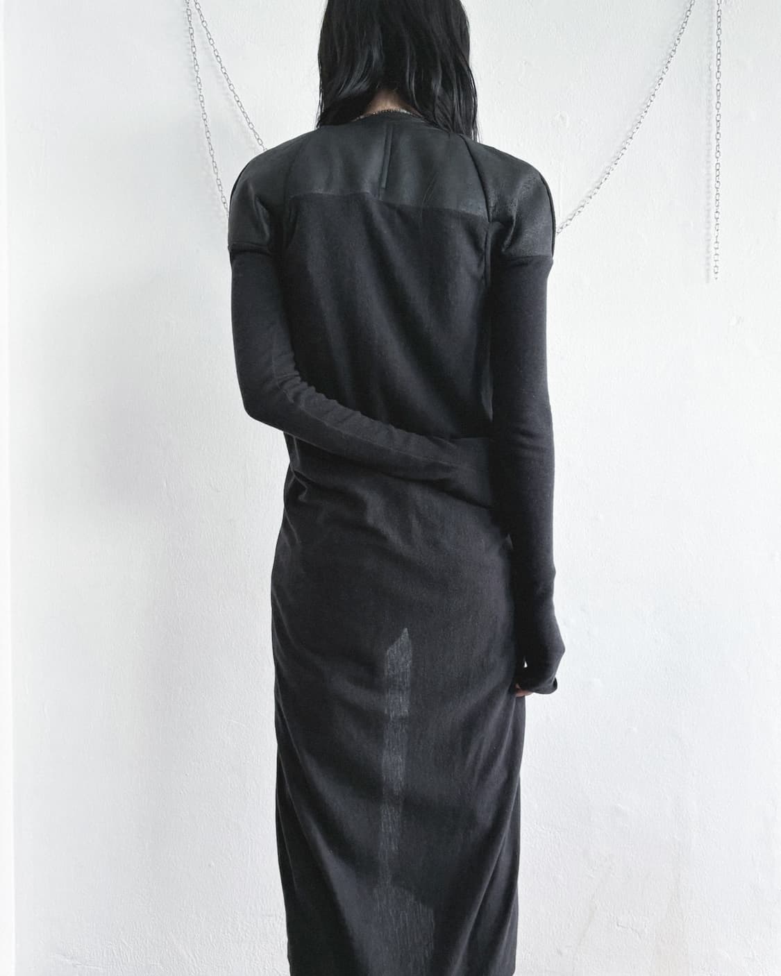 릭오웬스 릴리즈 레더 숄더 아머 드레이프 가디건 상품이미지2