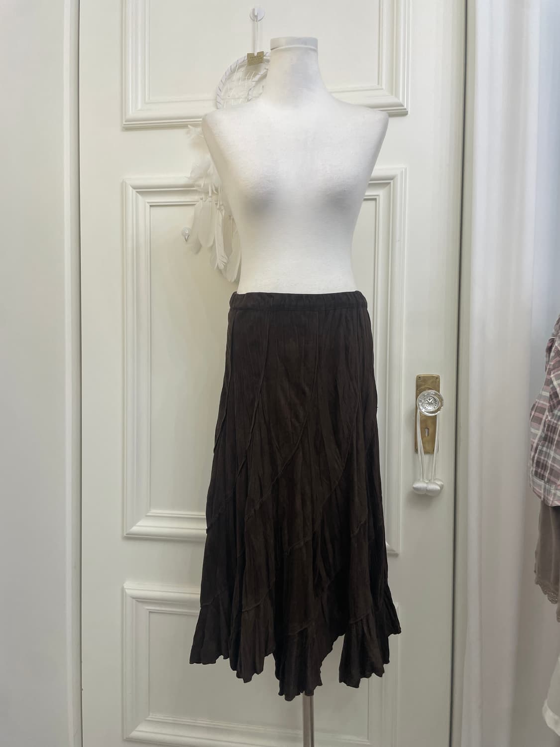 dark brown suade banding skirt(size-L) 상품이미지1