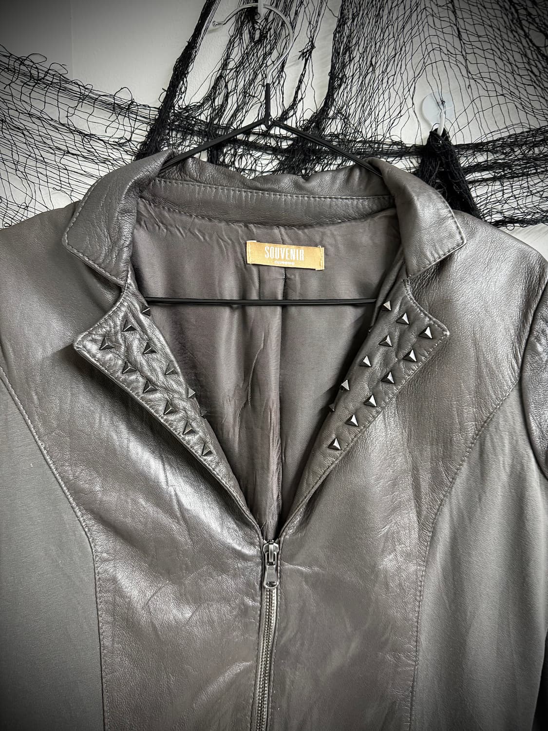 Studs detail real leather jacket 상품이미지5