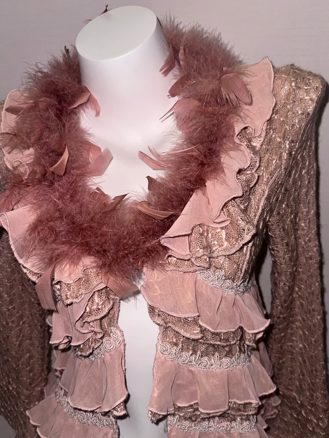 빈티지 깃털 레이스 프릴 페어리 가디건 상품이미지3