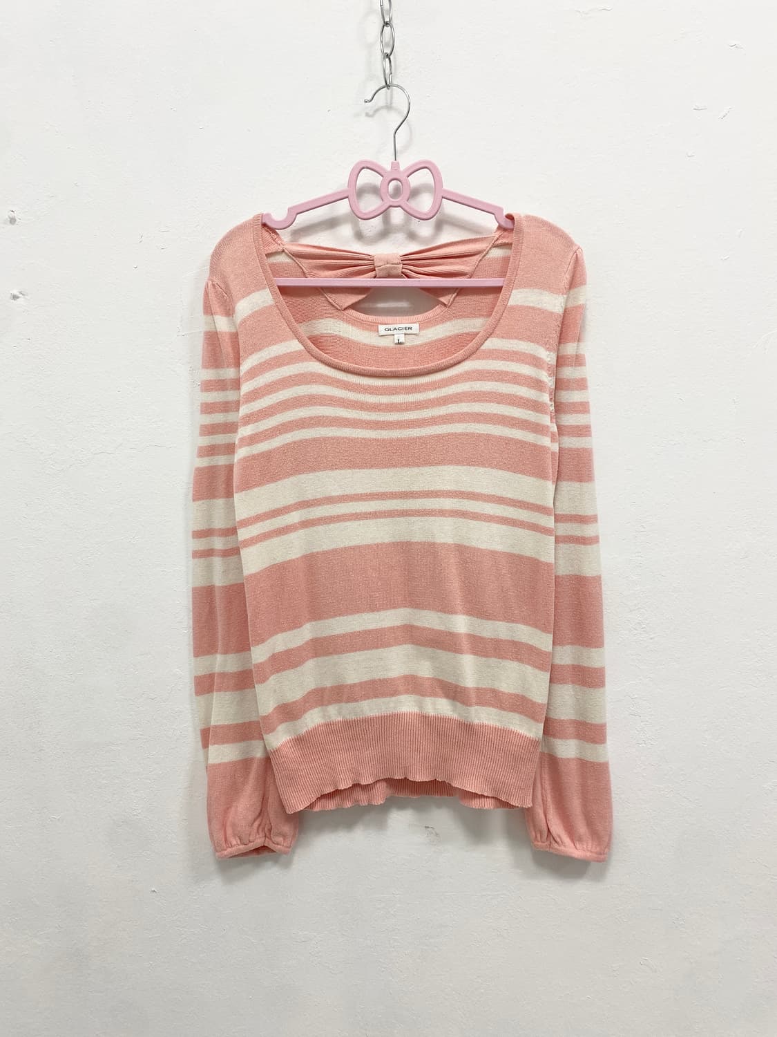 [GLACIER] 로걀 핑크 리본 스트라이프 니트 상품이미지6