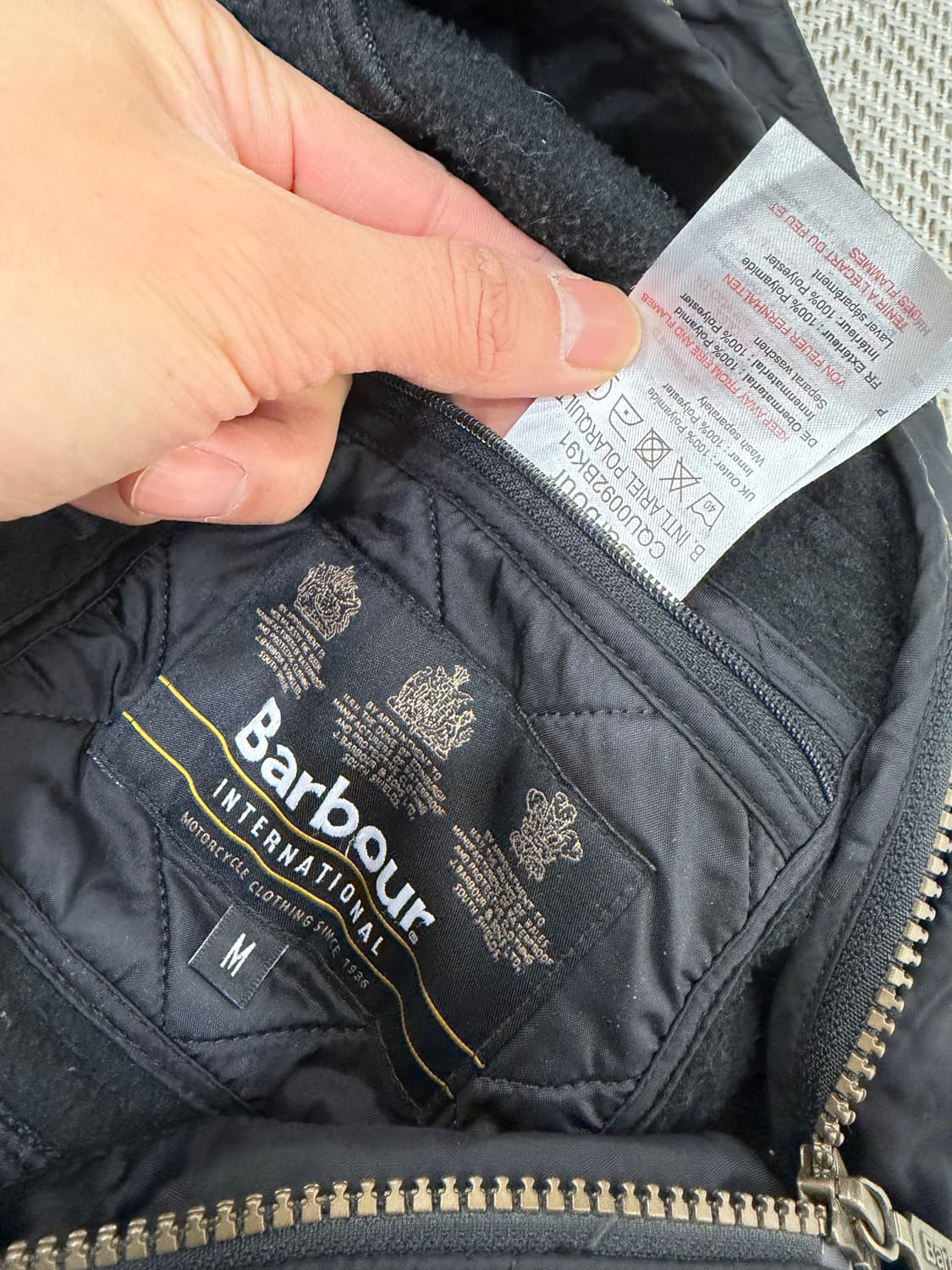 정품) 바버 주니어 블랙 후리스안감 퀼팅자켓 M 상품이미지8