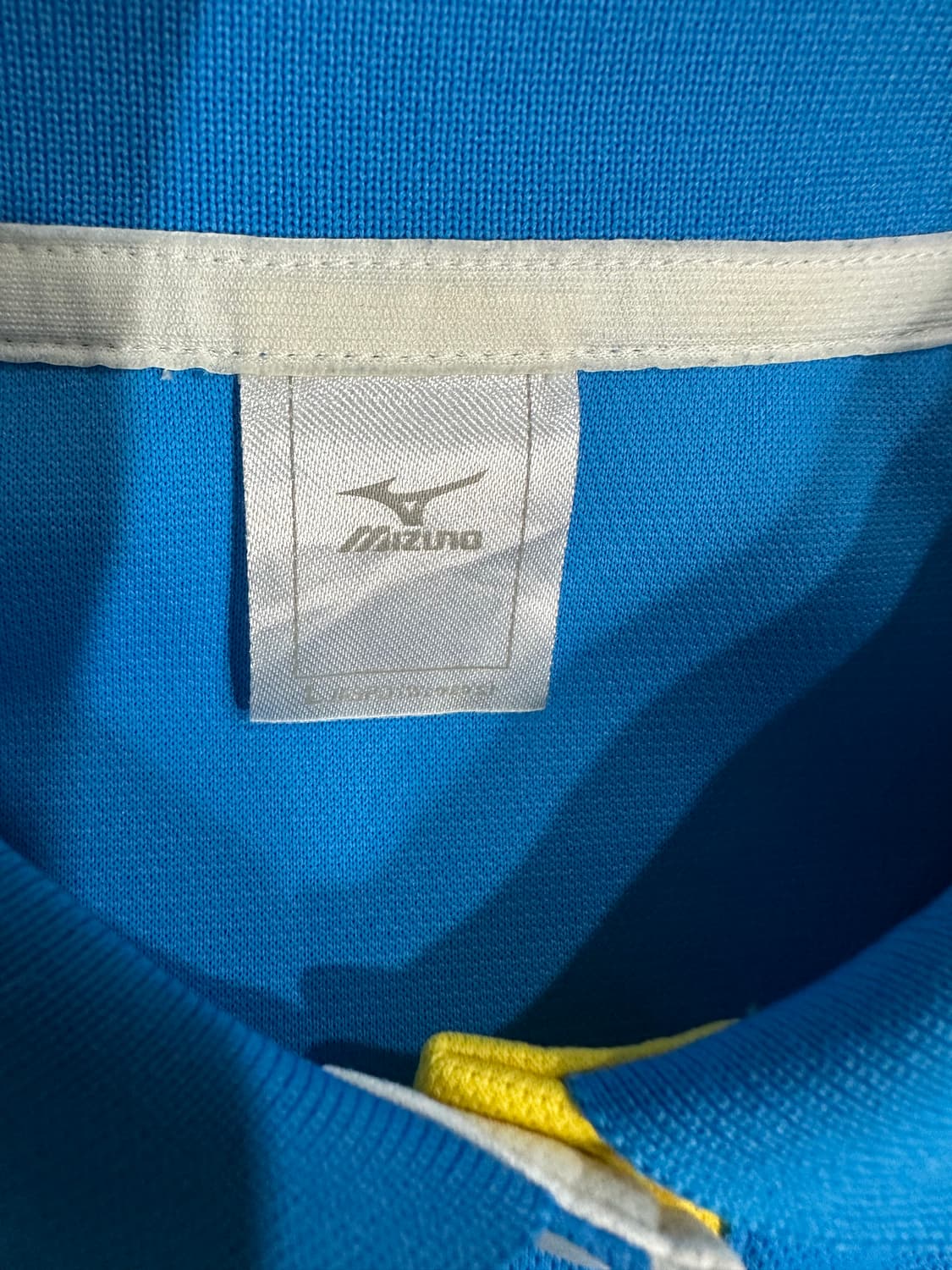 미즈노(Mizuno) 일본제 기능성 반팔 카라티 블루 옐로우 배색 실측M 상품이미지3