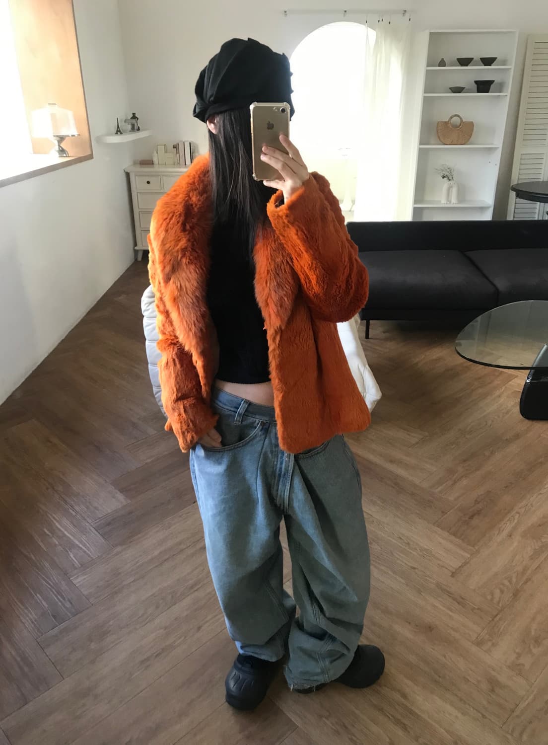 vintage orange fur jacket 상품이미지2