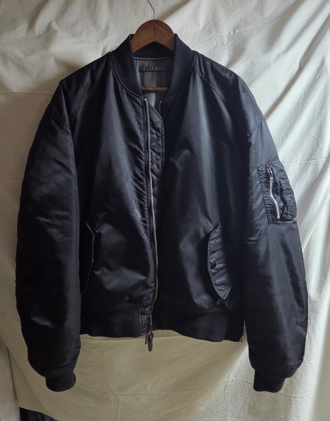 알파인더스트리 MA-1 루즈핏 사이드짚 블랙 L 상품이미지3