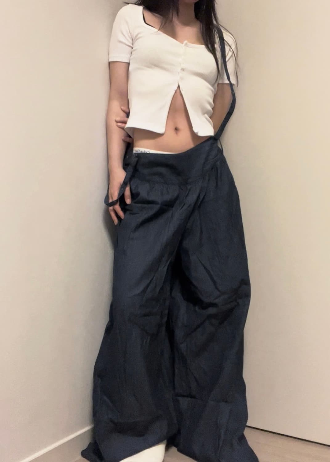 wide-fit suspenders denim pants 상품이미지5