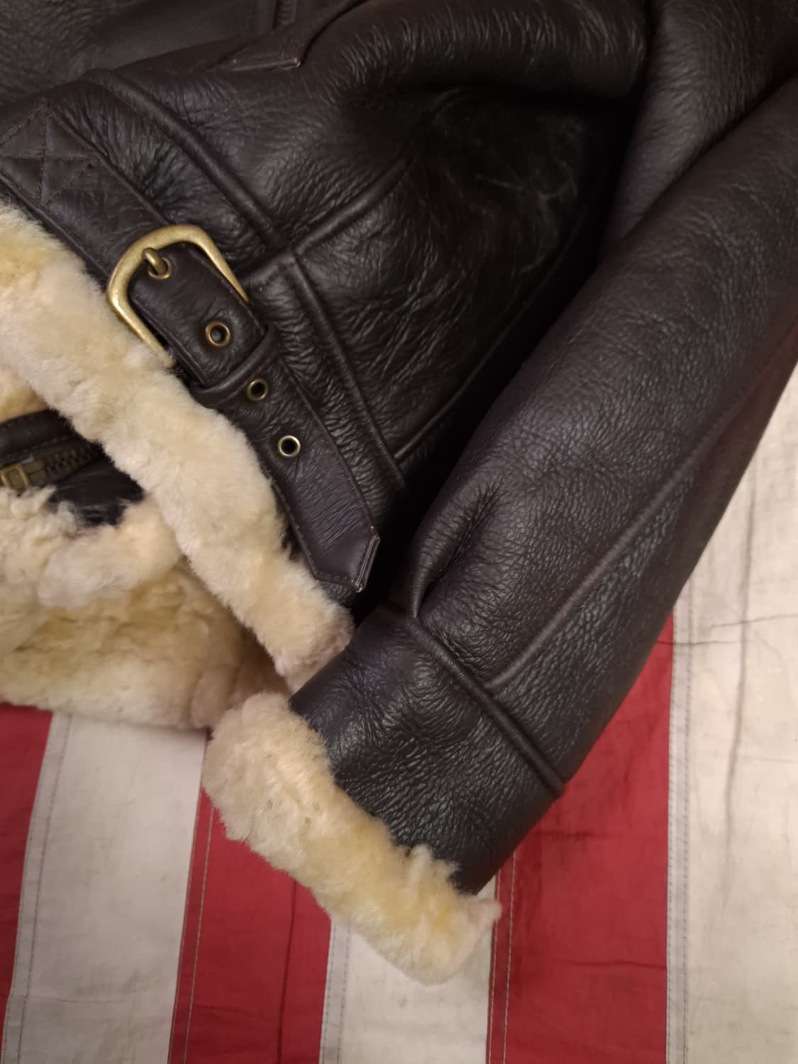 새제품급 미공군 B-3 TYPE 천연가죽 항공 폭격기 무스탕 상품이미지4