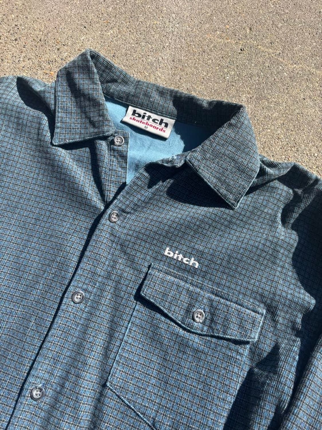 90s 비치 스케이트보드 로고 자수 플란넬 체크 셔츠 상품이미지2
