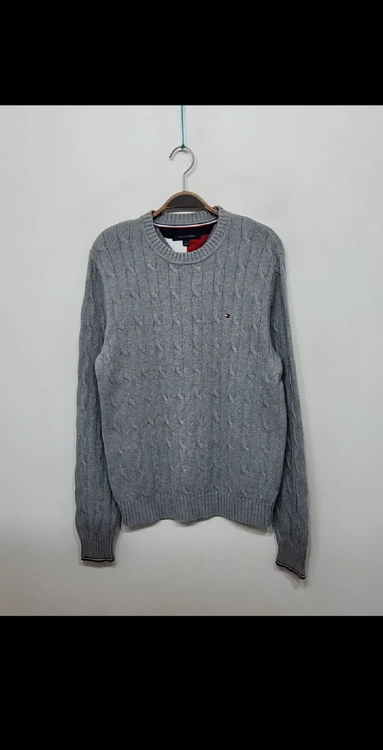 (M) 타미힐피거 케이블 니트 그레이 토미 꽈배기 스웨터  상품이미지1
