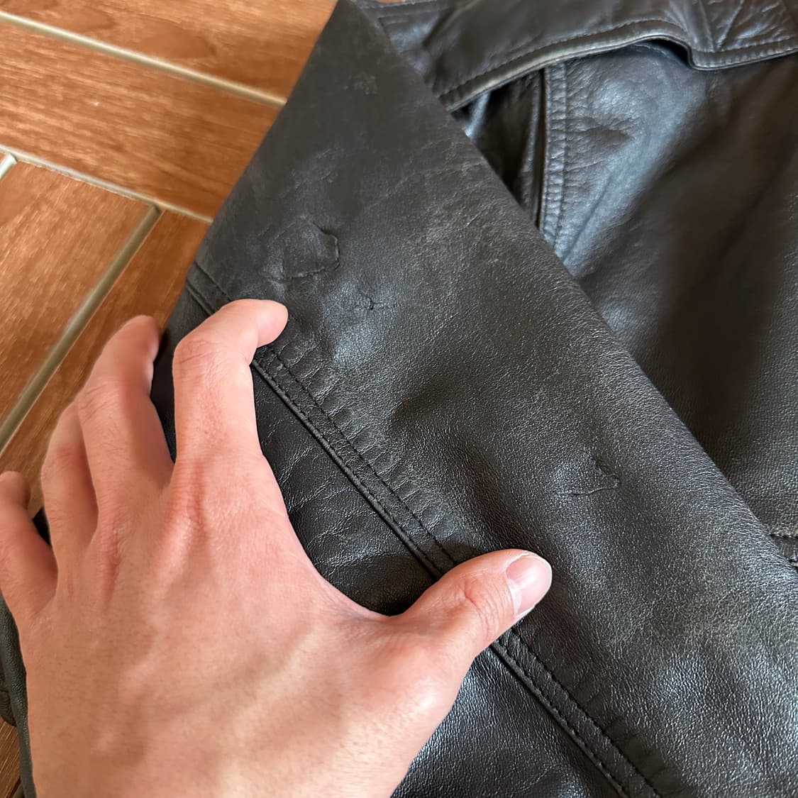 80-90’s Sankyo sheep-skin leather bomber 상품이미지10