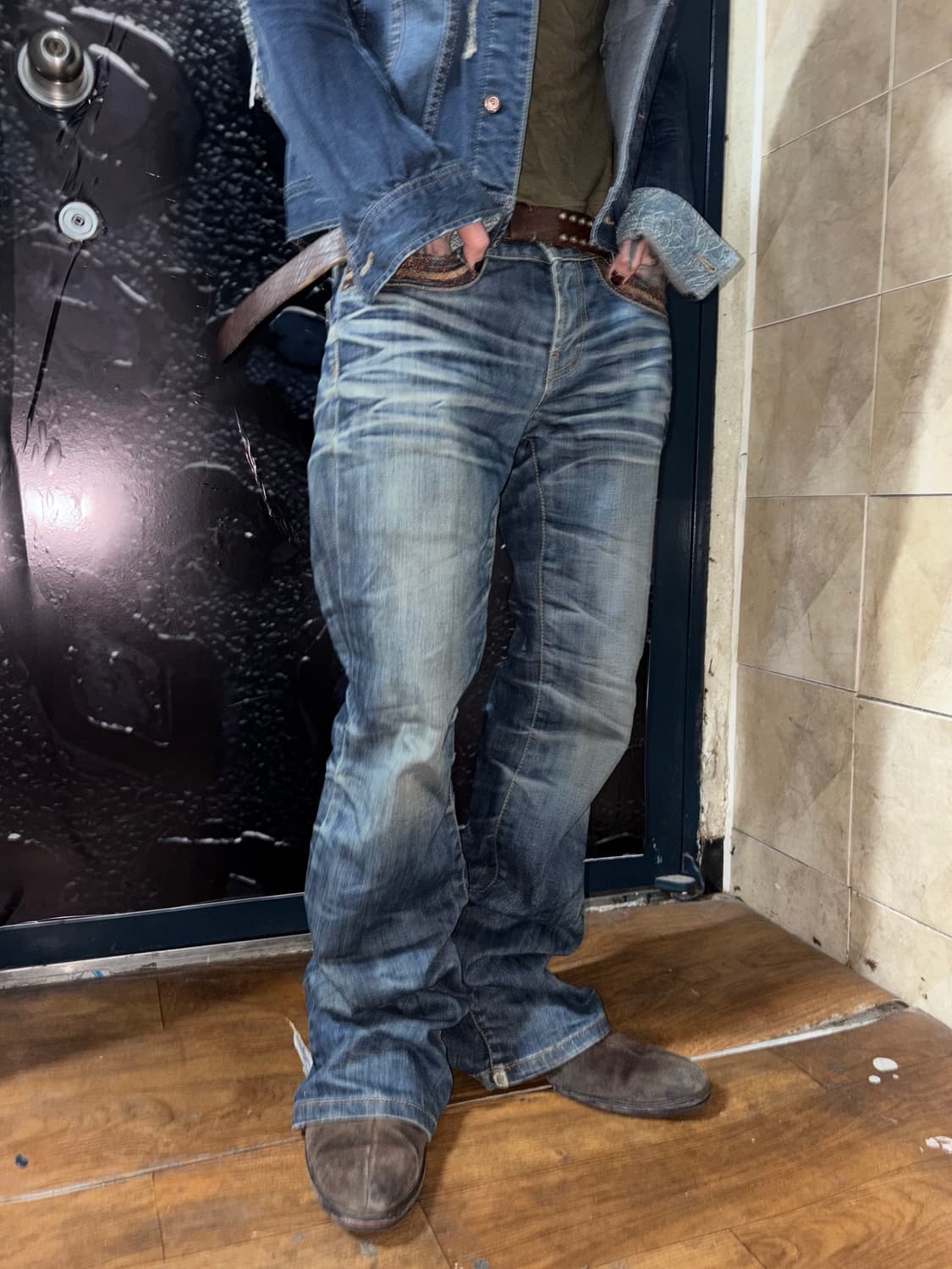 Deep blue Denim Bootcut Pants  상품이미지2