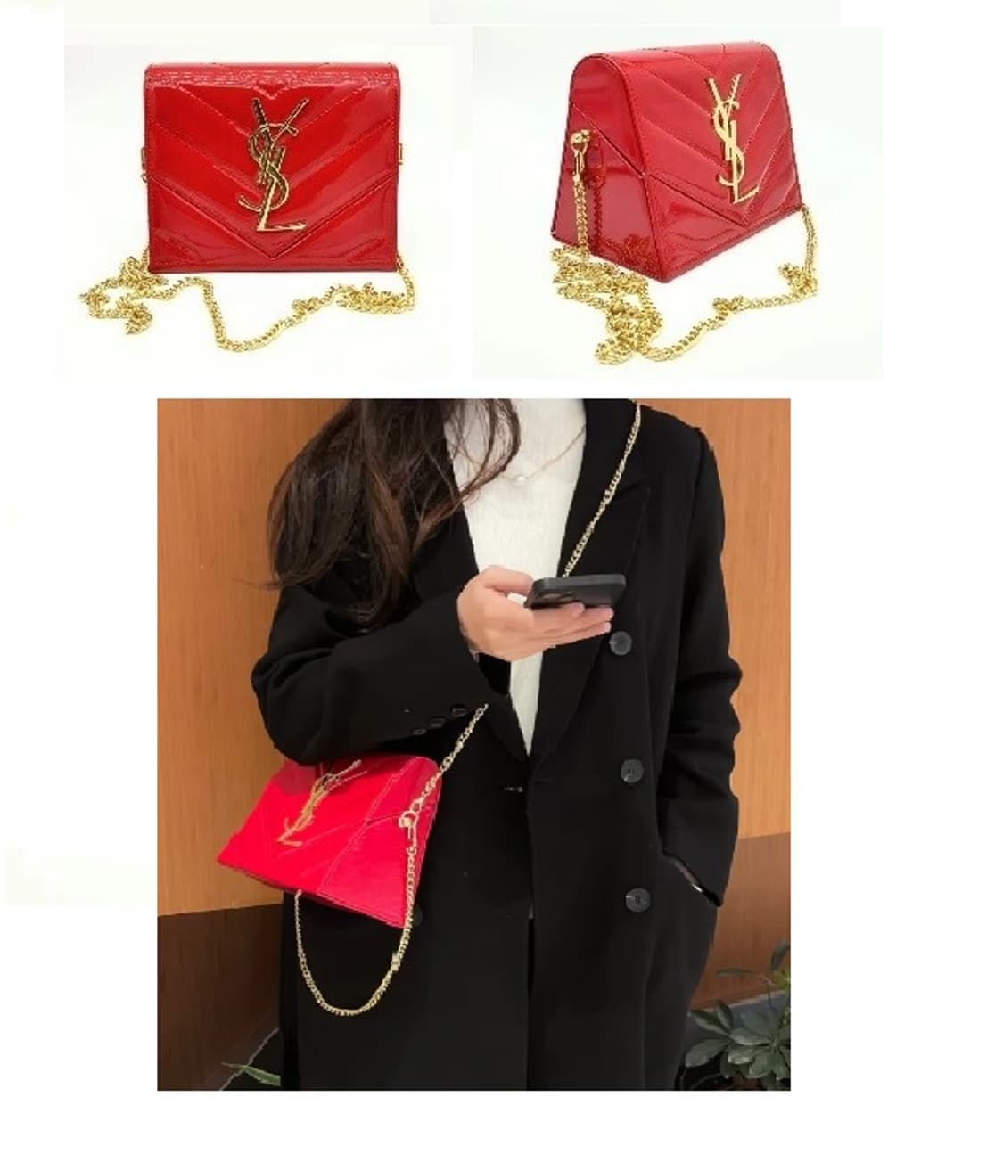입생로랑 YSL 레드 에나멜 입체 파우치 (새제품) 상품이미지4
