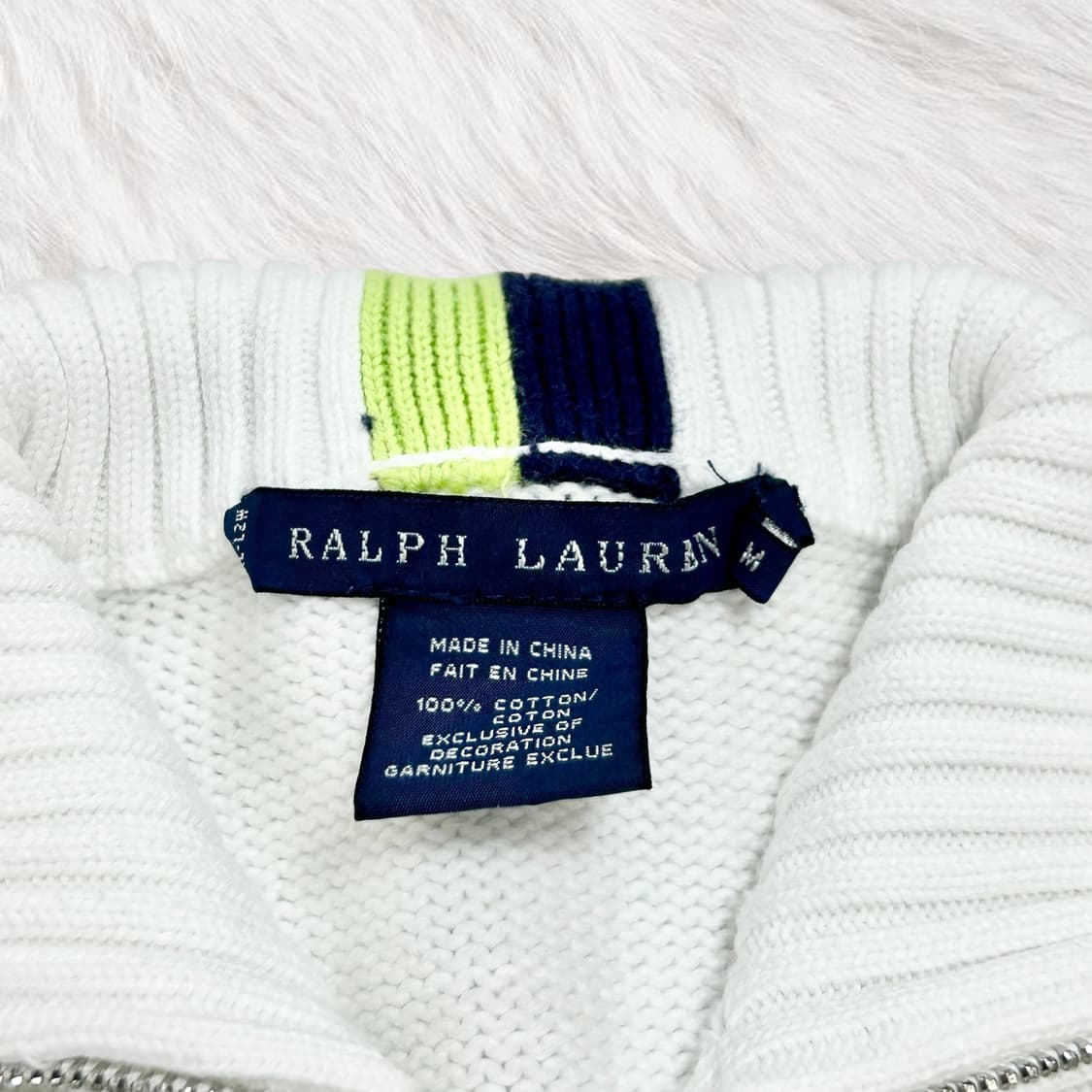 폴로 네이비배색 화이트 니트집업 상품이미지7