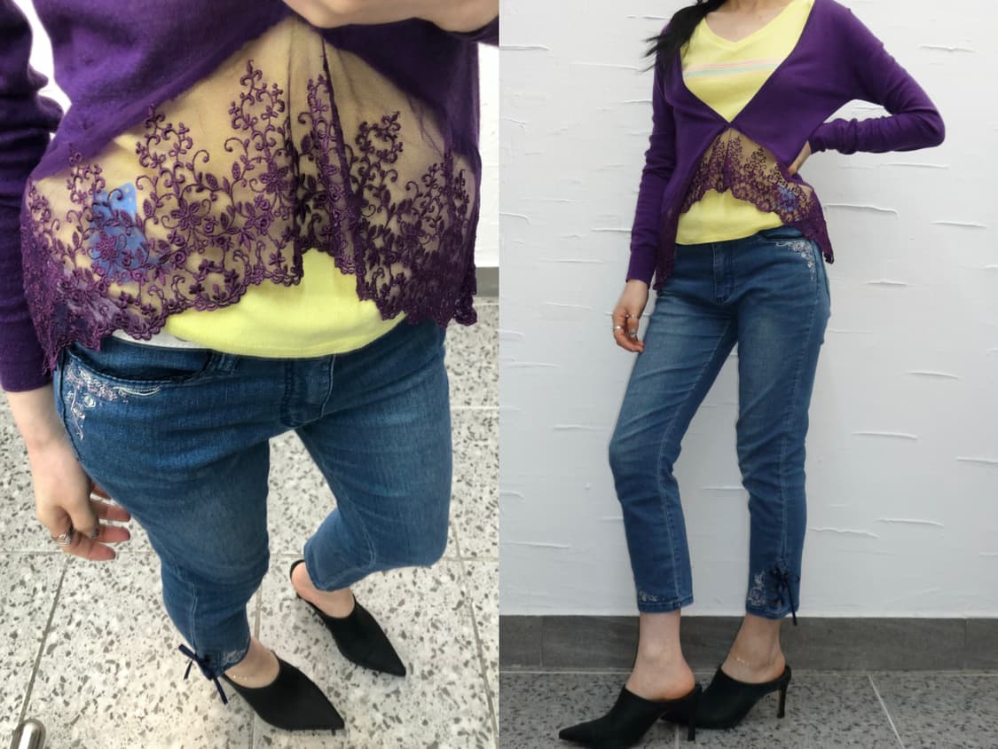 sheer lace hem knit 상품이미지1