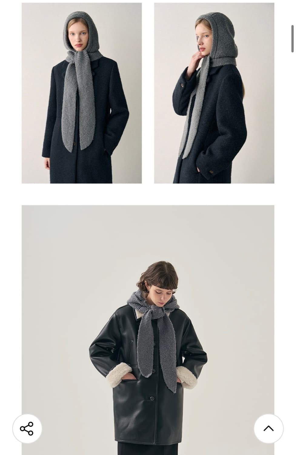 (새상품)(GREY) 드로우핏 우먼 부클 타이 머플러 바라클라바 상품이미지3