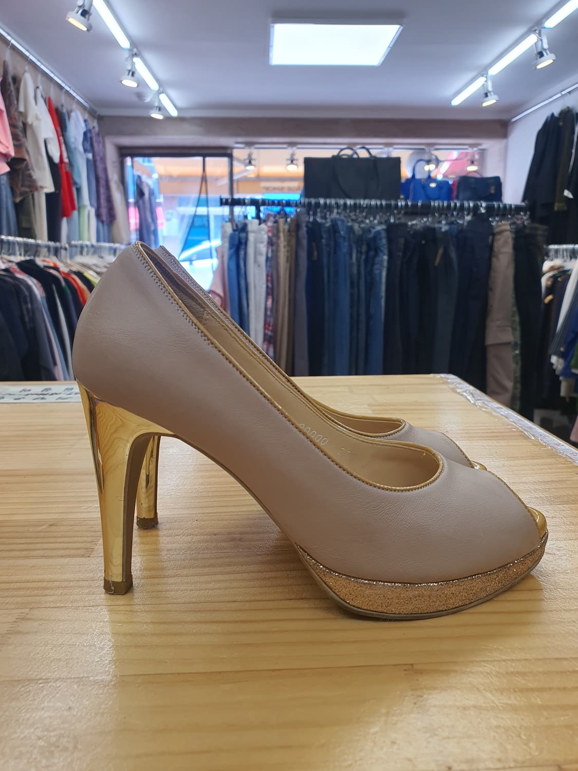 ​[220] 미쉘 바이 탠디 베이지 골드 오픈토 가보시 힐 9.5cm 상품이미지5