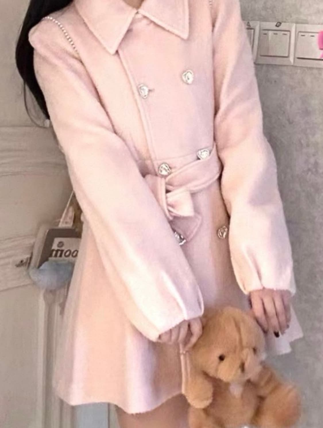 핑크 더블코트 리본 벨트 코트 히메갸루 양산형 상품이미지2