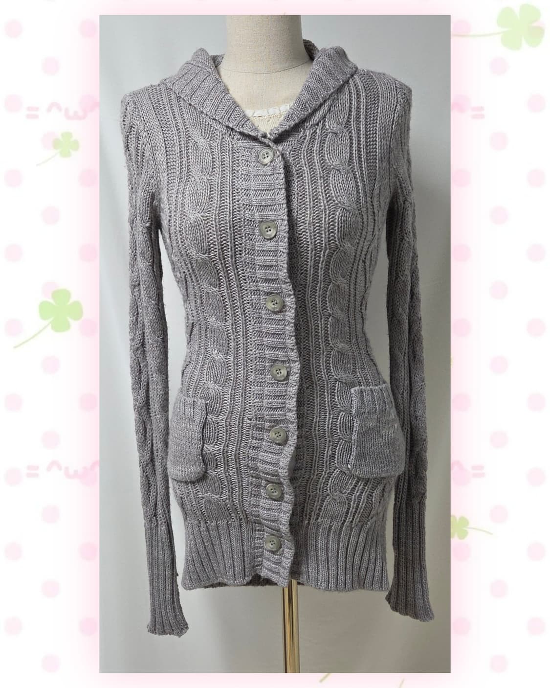 POM PONETTE 그레이 딱붙핏 여리 가디건 상품이미지3