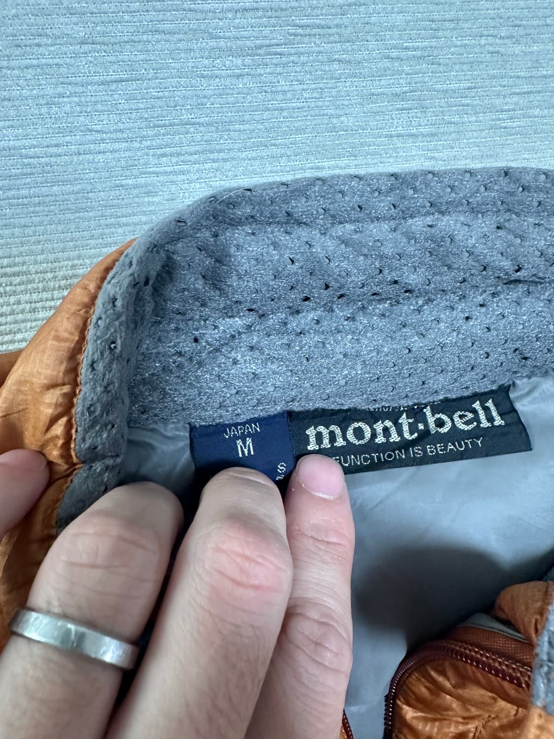 (M)몽벨 알파인 일본 빈티지 경량 다운 오렌지 상품이미지5