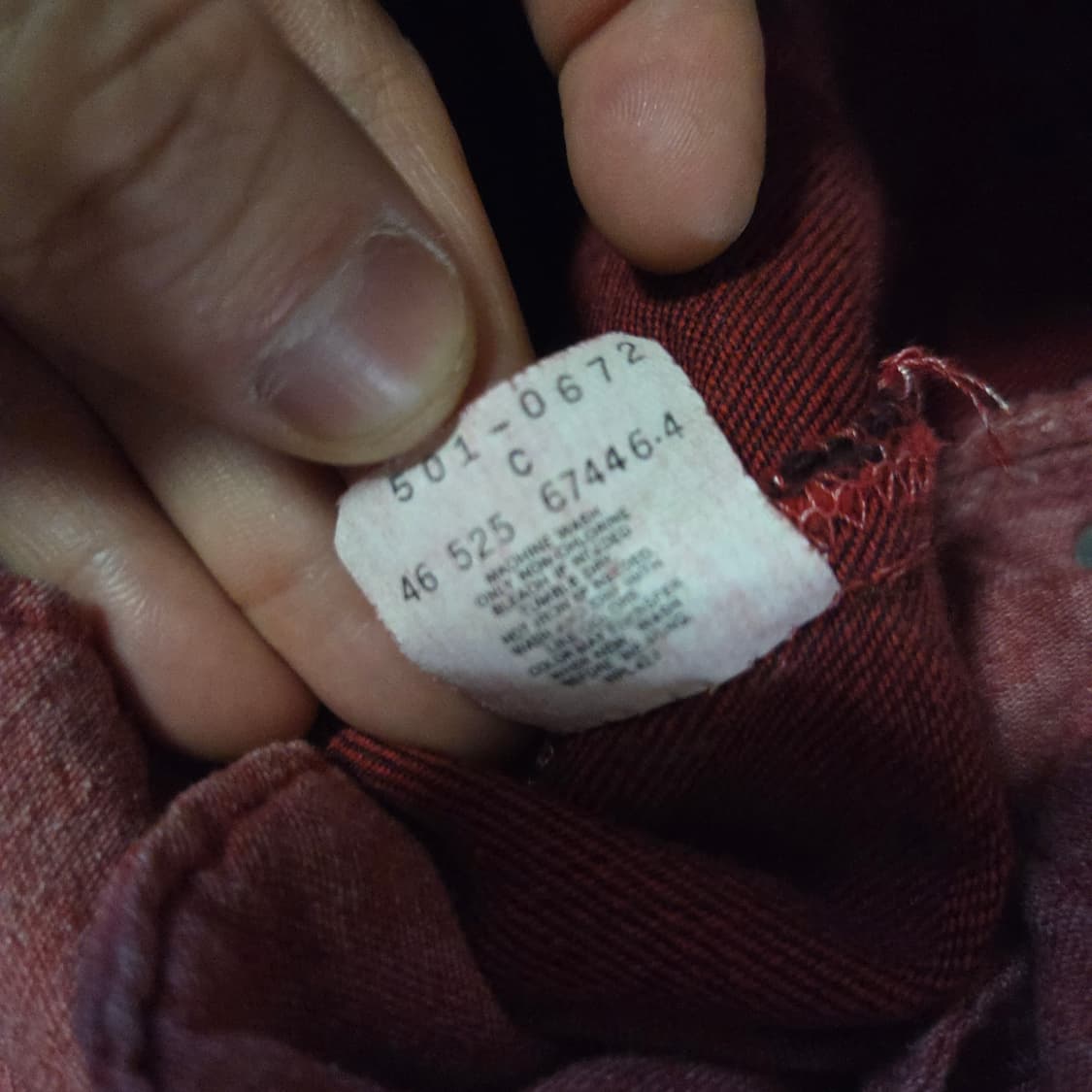 리바이스 501 버건디 레드 워싱 데님 팬츠 32 상품이미지10