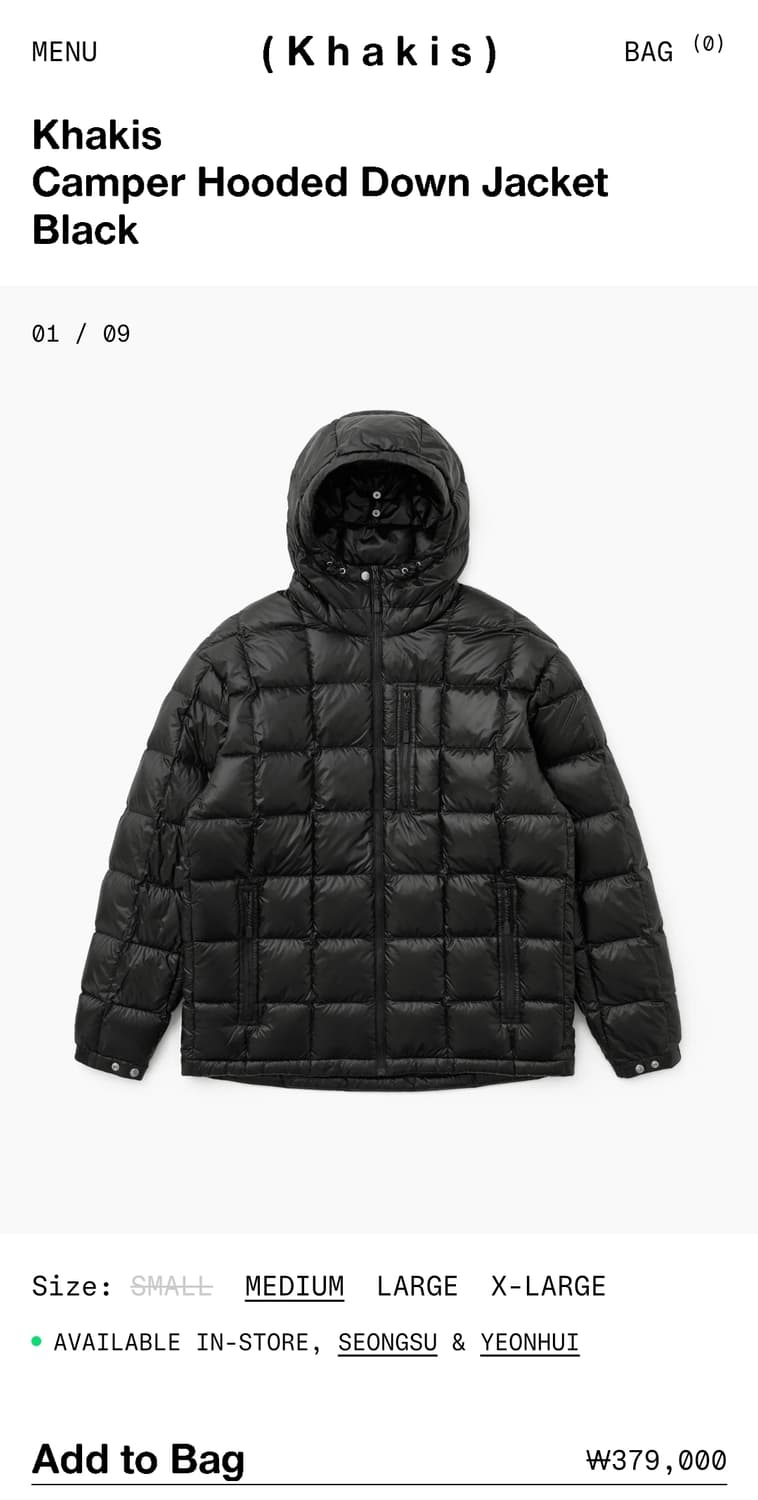 Khakis camper hooded down jaket M 상품이미지1