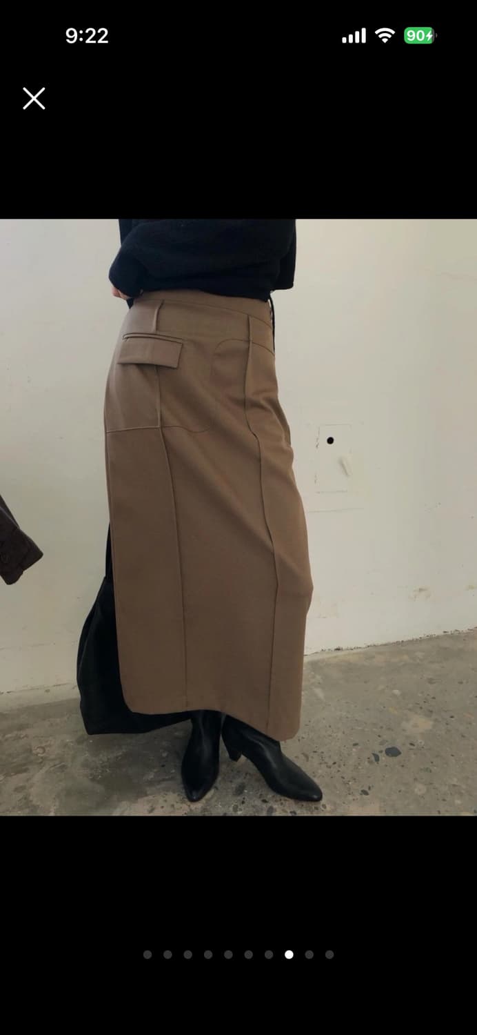 브리드 포켓 스트랩 울 스커트 차콜 S 상품이미지5