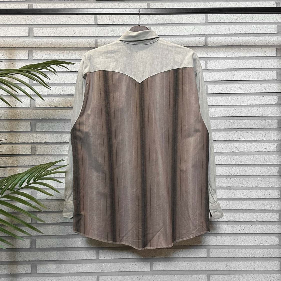 USA VINTAGE 웨스턴 셔츠 스트라이프 패턴 스냅버튼 디테일 그레이 상품이미지3