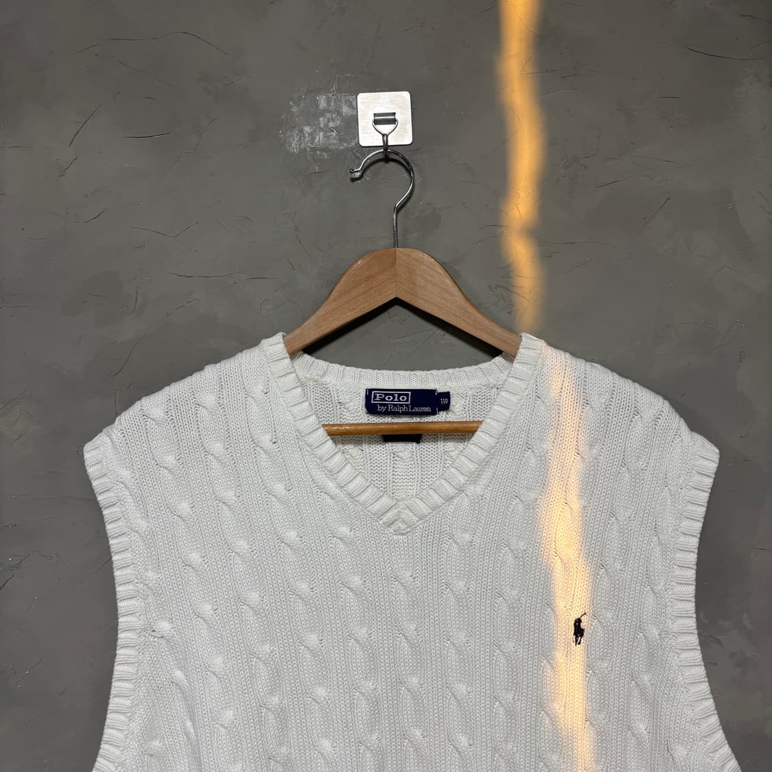 폴로 랄프로렌 꽈배기 니트 조끼 화이트 상품이미지2