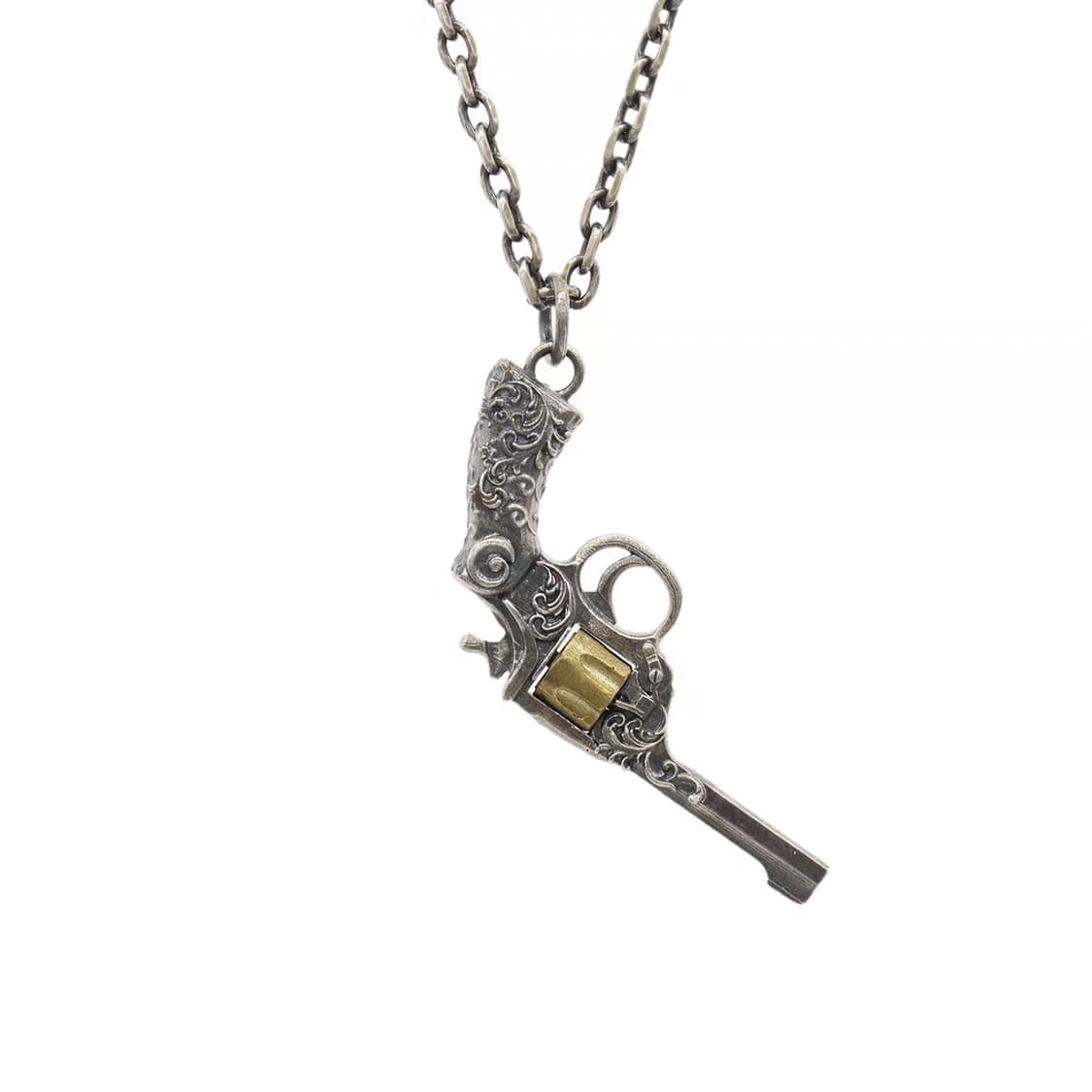 Oceanora 스털링 실버 빈티지 리볼버 펜던트 목걸이 상품이미지1