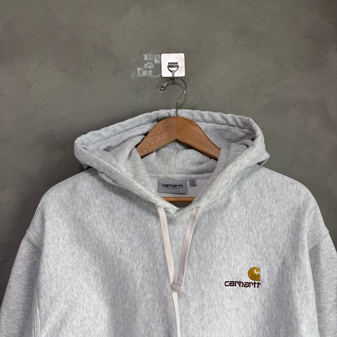 칼하트 wip 아메리칸 스크립트 후드 애쉬 헤더그레이 상품이미지2