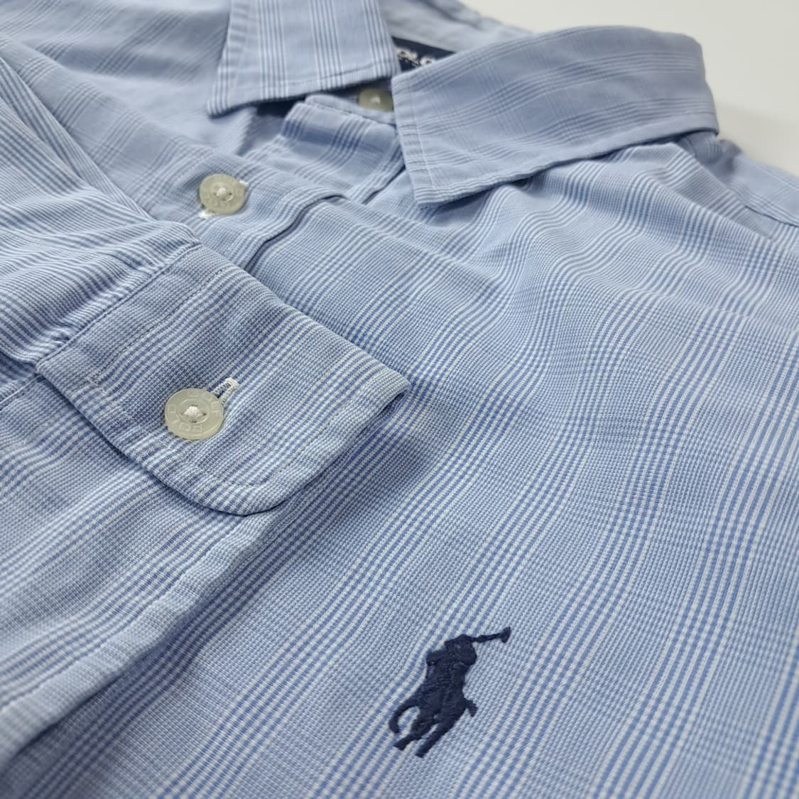 CK253 L 폴로 90s LOFTING 글렌체크 블루 셔츠 남방 상품이미지4